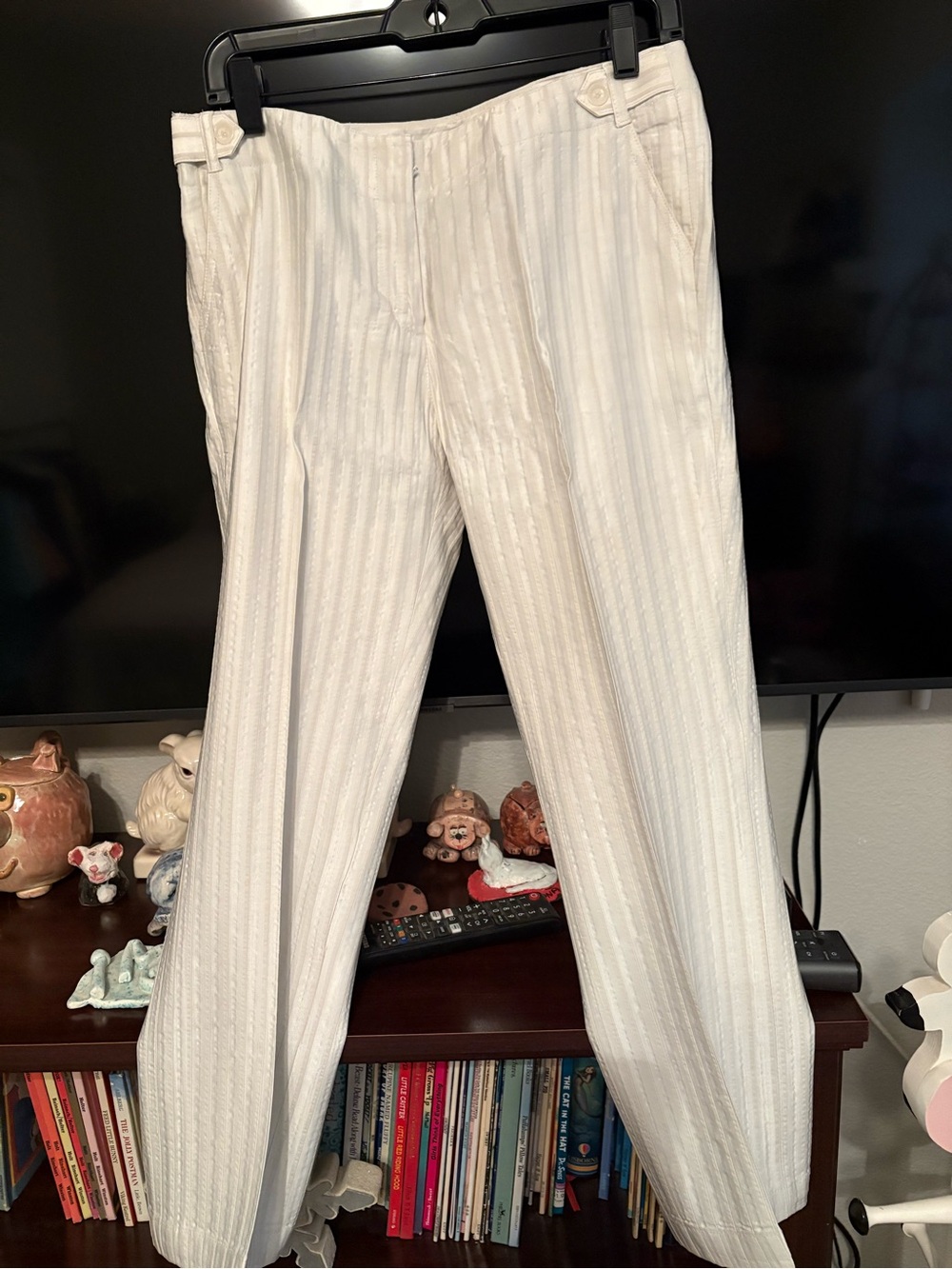 Calvin Klein Cream Pinstripe Ladies Dress Pants